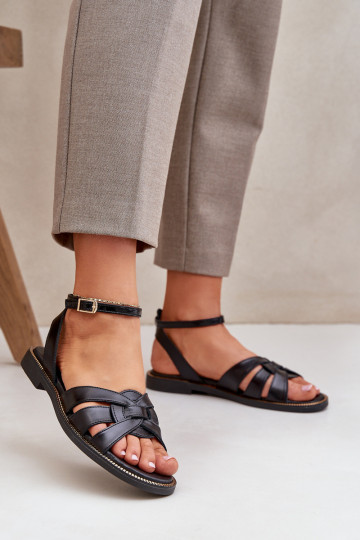 Sandalias de mujer Femenino con tacones anchos Zazoo 3688 de color negro 2