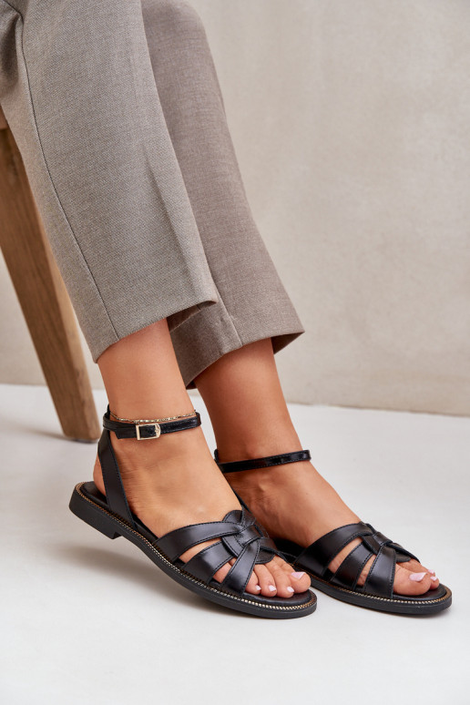 Sandalias de mujer Femenino con tacones anchos Zazoo 3688 de color negro Sandalias de mujer Femenino con tacones anchos Zazoo 3688 de color negro