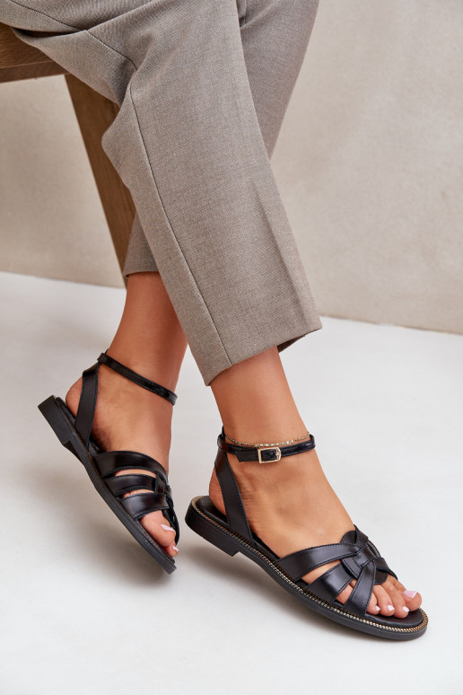 Sandalias de mujer Femenino con tacones anchos Zazoo 3688 de color negro Sandalias de mujer Femenino con tacones anchos Zazoo 3688 de color negro