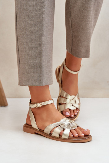 Sandalias de mujer Femenino con tacones anchos Zazoo 3688 color dorado