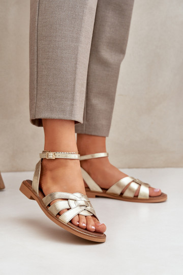 Sandalias de mujer Femenino con tacones anchos Zazoo 3688 color dorado 2