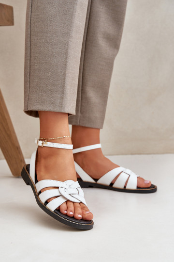 Sandalias para mujer con tacones anchos Zazoo 3688 color blanco 2
