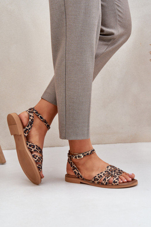 Sandalias de mujer Femenino con tacones anchos con estampados de piel de leopardo Zazoo 3688 color marrón Sandalias de mujer Femenino con tacones anchos con estampados de piel de leopardo Zazoo 3688 color marrón