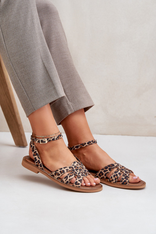 Sandalias de mujer Femenino con tacones anchos con estampados de piel de leopardo Zazoo 3688 color marrón Sandalias de mujer Femenino con tacones anchos con estampados de piel de leopardo Zazoo 3688 color marrón