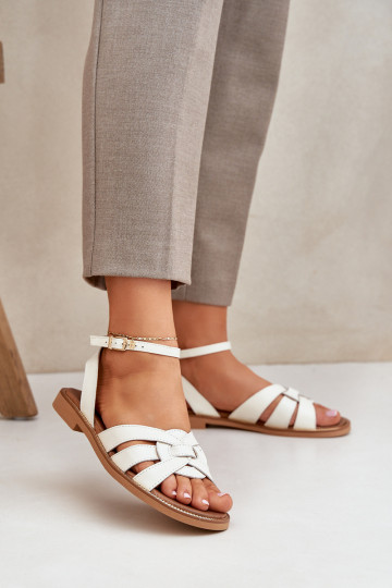 Sandalias para mujer con tacones anchos Zazoo 3688 color marfil 2
