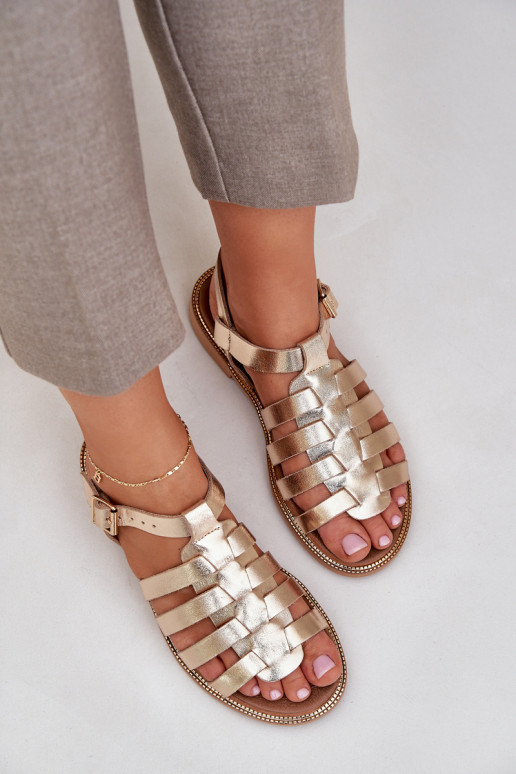 Sandalias de mujer con tacones anchos Zazoo 3686 color dorado Sandalias de mujer con tacones anchos Zazoo 3686 color dorado