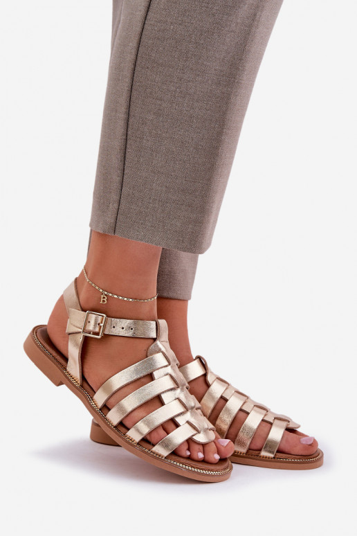 Sandalias de mujer con tacones anchos Zazoo 3686 color dorado Sandalias de mujer con tacones anchos Zazoo 3686 color dorado