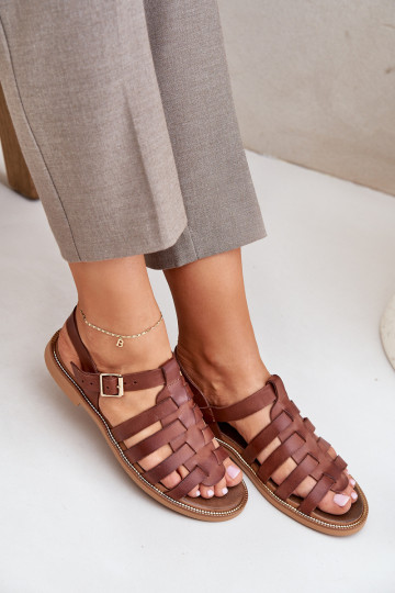 Sandalias de mujer con tacones anchos Zazoo 3686 color marrón