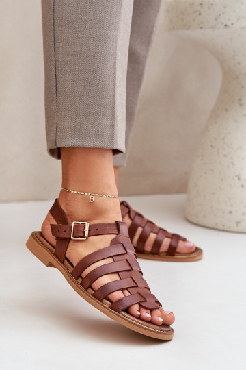 Sandalias de mujer con tacones anchos Zazoo 3686 color marrón 2