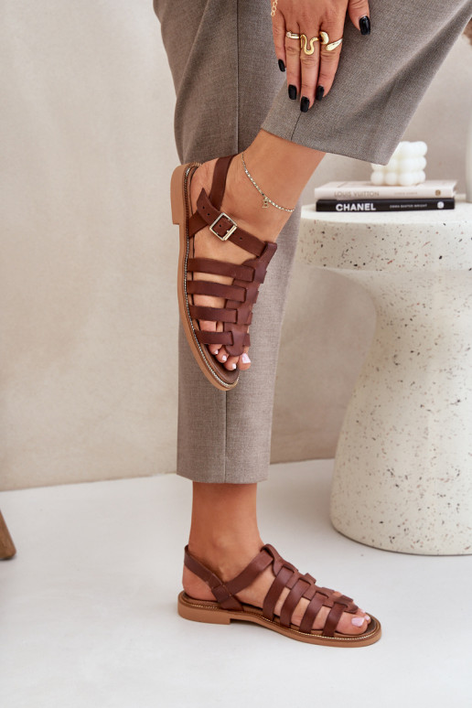 Sandalias de mujer con tacones anchos Zazoo 3686 color marrón Sandalias de mujer con tacones anchos Zazoo 3686 color marrón