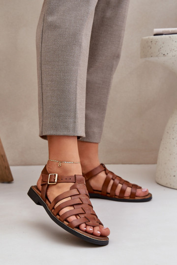Sandalias para mujer con tacones anchos Zazoo 3686 color marrón