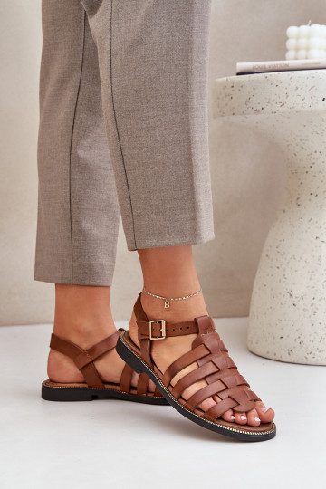 Sandalias de mujer con tacones anchos Zazoo 3686 color marrón 2