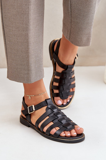 Sandalias de mujer con tacones anchos Zazoo 3686 de color negro