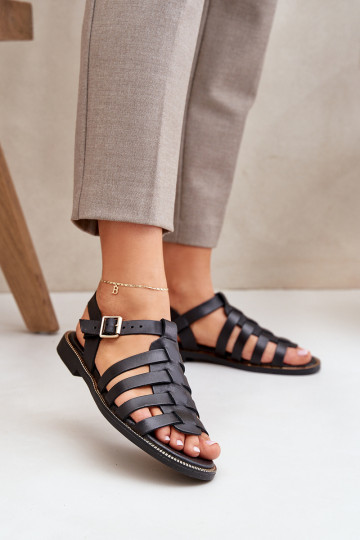 Sandalias de mujer con tacones anchos Zazoo 3686 de color negro 2