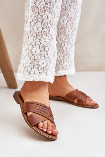 Piel Femenino Zapatillas LeAski Shoes 3682 color marrón 2