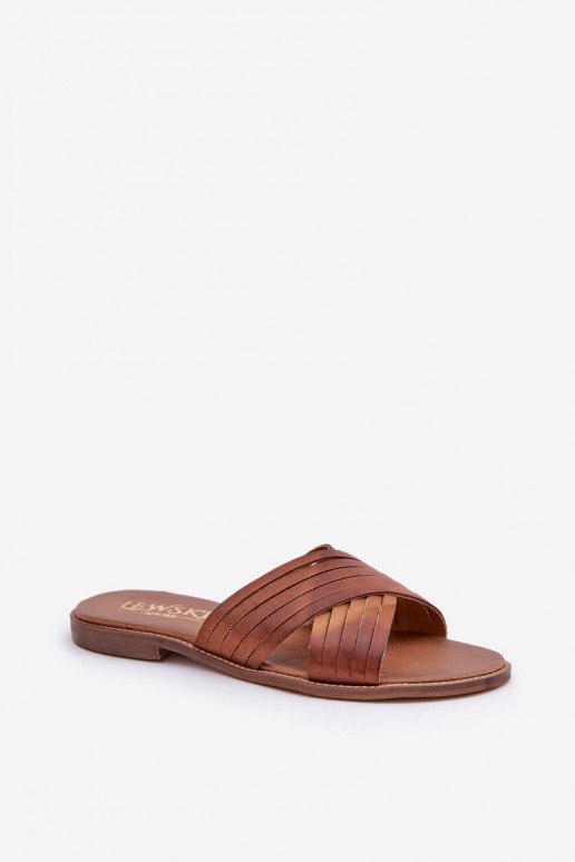 Piel Femenino Zapatillas LeAski Shoes 3682 color marrón