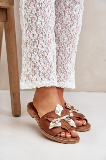 Zapatillas con adornos Cuero natural Zazoo 3574/Z color marrón