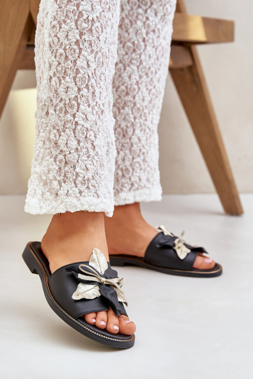 Zapatillas con adornos Cuero natural Zazoo 3574/Z de color negro Zapatillas con adornos Cuero natural Zazoo 3574/Z de color negro