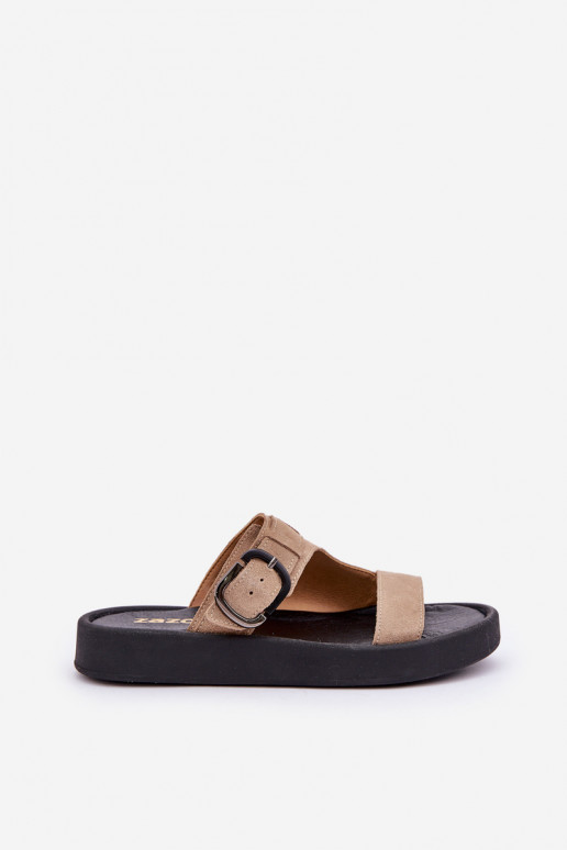 Zapatillas de ante para mujer. con una plataforma Zazoo 3024 beige Zapatillas de ante para mujer. con una plataforma Zazoo 3024 beige