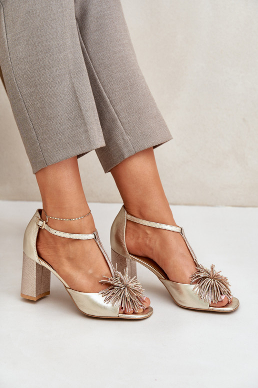 sandalias Piel con tacones con adornos Laura Messi 2758 color dorado sandalias Piel con tacones con adornos Laura Messi 2758 color dorado