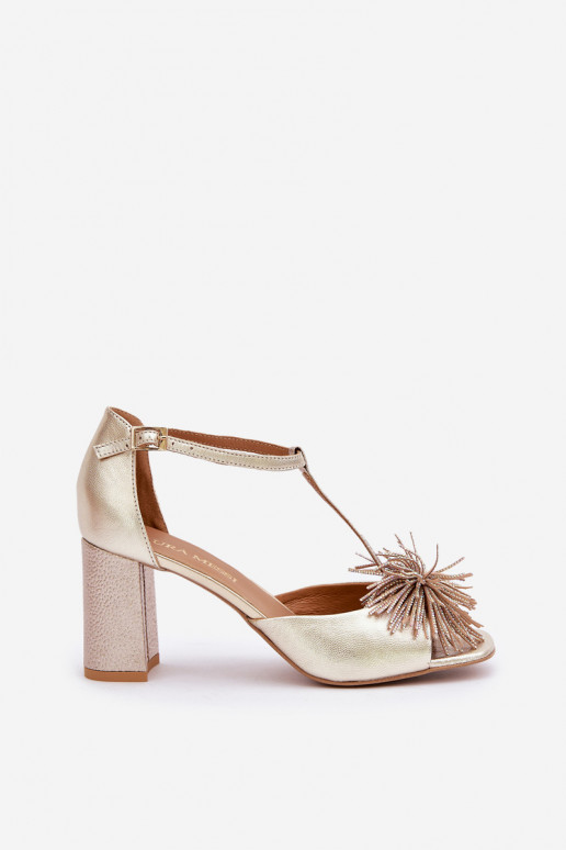 sandalias Piel con tacones con adornos Laura Messi 2758 color dorado sandalias Piel con tacones con adornos Laura Messi 2758 color dorado