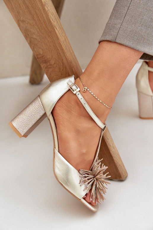 sandalias Piel con tacones con adornos Laura Messi 2758 color dorado sandalias Piel con tacones con adornos Laura Messi 2758 color dorado