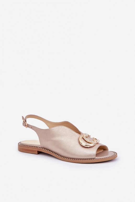 Sandalias de mujer con tacones anchos con adornos Laura Messi 2865 color dorado Sandalias de mujer con tacones anchos con adornos Laura Messi 2865 color dorado