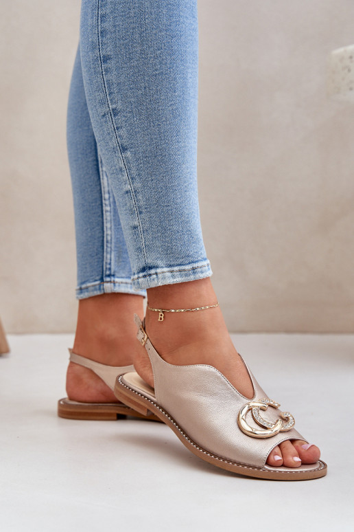 Sandalias de mujer con tacones anchos con adornos Laura Messi 2865 color dorado Sandalias de mujer con tacones anchos con adornos Laura Messi 2865 color dorado