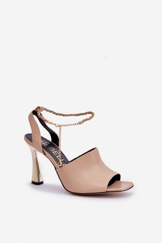 Sandalias de mujer con tacones finos para decorar Bransoletą CheBello 4440 beige Sandalias de mujer con tacones finos para decorar Bransoletą CheBello 4440 beige