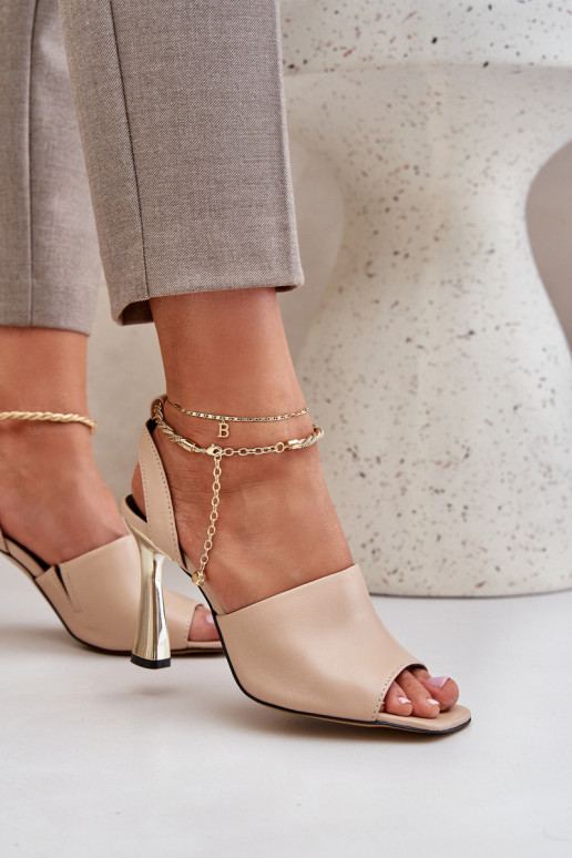 Sandalias de mujer con tacones finos para decorar Bransoletą CheBello 4440 beige Sandalias de mujer con tacones finos para decorar Bransoletą CheBello 4440 beige