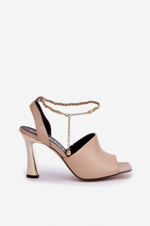 Sandalias de mujer con tacones finos para decorar Bransoletą CheBello 4440 beige Sandalias de mujer con tacones finos para decorar Bransoletą CheBello 4440 beige