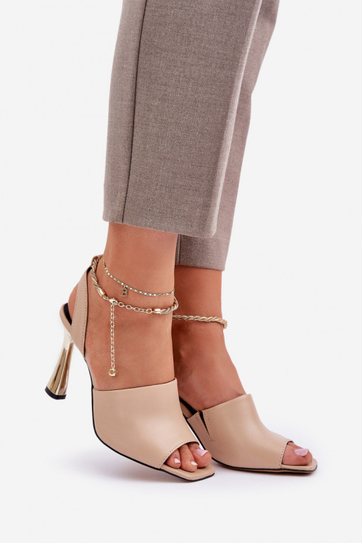 Sandalias de mujer con tacones finos para decorar Bransoletą CheBello 4440 beige Sandalias de mujer con tacones finos para decorar Bransoletą CheBello 4440 beige