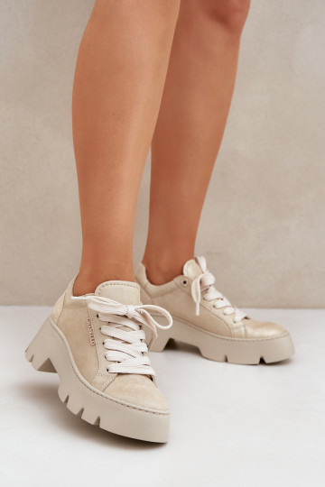 Zapatillas deportivas con plataforma CheBello 4632 color oro 2