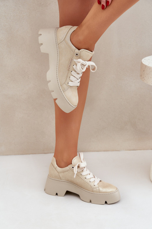 Zapatillas modelo zapatos. zapatillas con una plataforma CheBello 4632 color dorado Zapatillas modelo zapatos. zapatillas con una plataforma CheBello 4632 color dorado