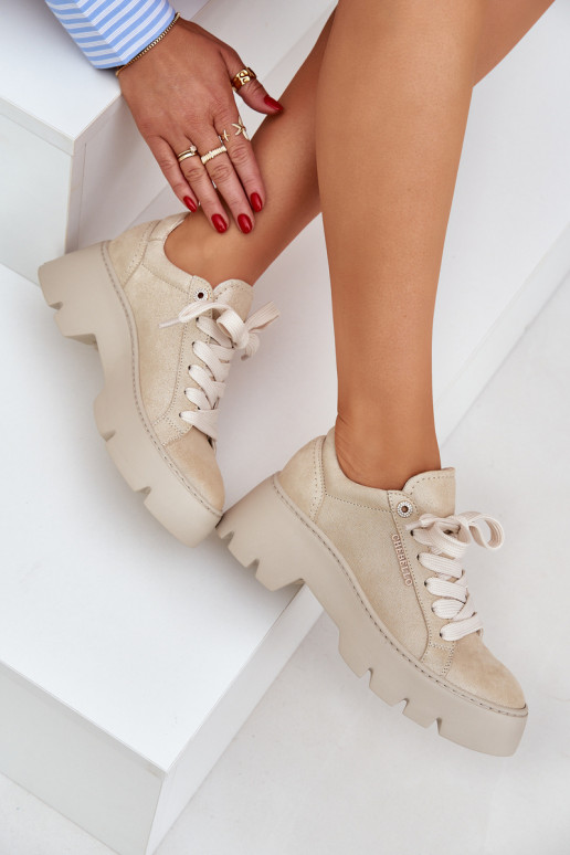 Zapatillas modelo zapatos. zapatillas con una plataforma CheBello 4632 color dorado Zapatillas modelo zapatos. zapatillas con una plataforma CheBello 4632 color dorado