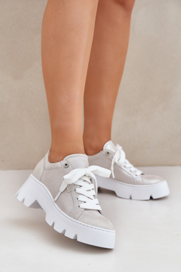 Zapatillas deportivas con plataforma CheBello 4632 color plata 2