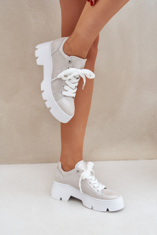 Zapatillas modelo zapatos. zapatillas con una plataforma CheBello 4632 color plata Zapatillas modelo zapatos. zapatillas con una plataforma CheBello 4632 color plata