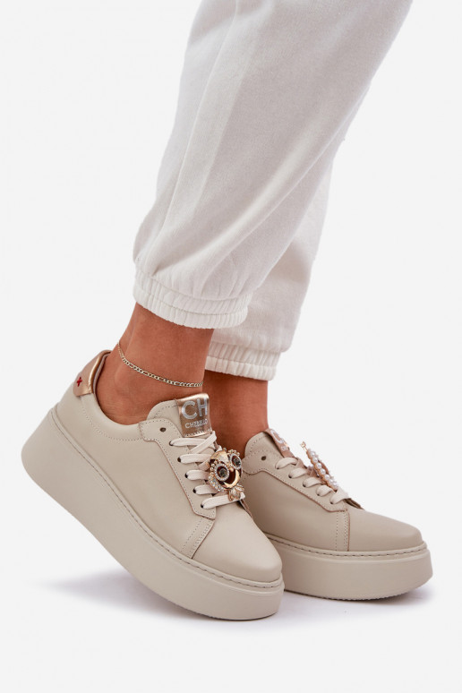 Femenino Piel Zapatillas modelo zapatos. CheBello 4411 color marfil Femenino Piel Zapatillas modelo zapatos. CheBello 4411 color marfil