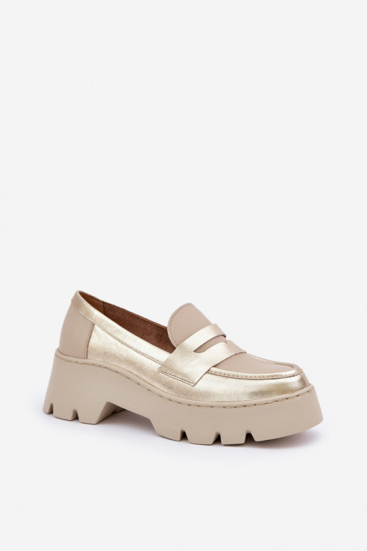 Piel Mocasines de plataforma de mujer Y tacones planos Zazoo 20191 color dorado Piel Mocasines de plataforma de mujer Y tacones planos Zazoo 20191 color dorado