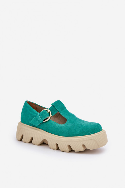 de gamuza zapatos con hebillas Zazoo 20183 color verde de gamuza zapatos con hebillas Zazoo 20183 color verde