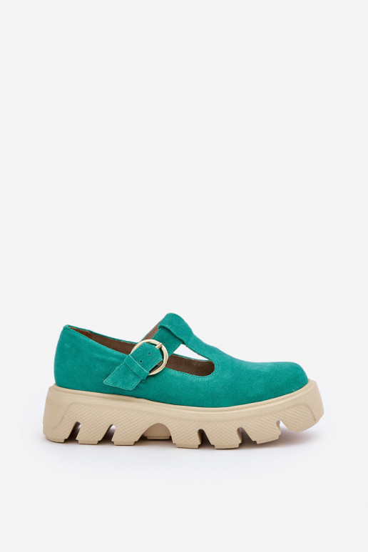 de gamuza zapatos con hebillas Zazoo 20183 color verde de gamuza zapatos con hebillas Zazoo 20183 color verde