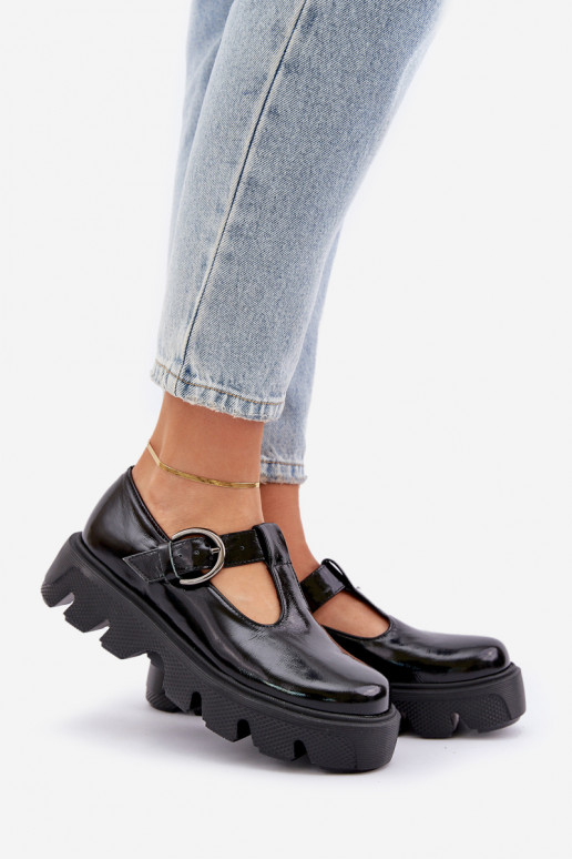 con efecto barniz Piel zapatos con hebillas Zazoo 20183 de color negro con efecto barniz Piel zapatos con hebillas Zazoo 20183 de color negro