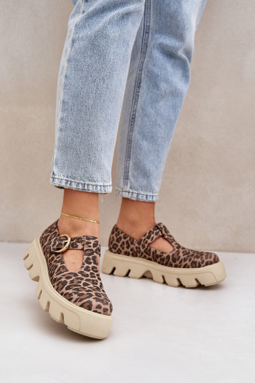 Zapatos de gamuza con hebillas y estampado de leopardo Zazoo 20183 color marrón 2