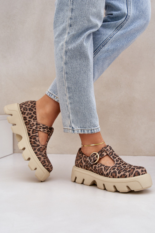 de gamuza zapatos con hebillas con estampados de piel de leopardo Zazoo 20183 color marrón de gamuza zapatos con hebillas con estampados de piel de leopardo Zazoo 20183 color marrón