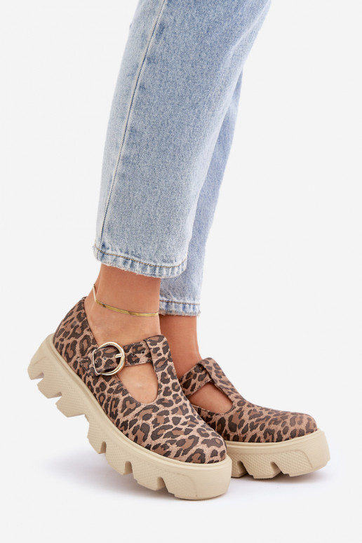 de gamuza zapatos con hebillas con estampados de piel de leopardo Zazoo 20183 color marrón de gamuza zapatos con hebillas con estampados de piel de leopardo Zazoo 20183 color marrón