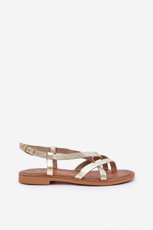 Piel Sandalias planasPrzeplatającymi Się Paseczkami Zazoo 40429 color dorado Piel Sandalias planasPrzeplatającymi Się Paseczkami Zazoo 40429 color dorado