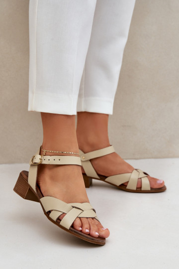 Sandalias de mujer con tacones anchos Zazoo 40425 color oro