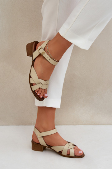 Sandalias de mujer con tacones anchos Zazoo 40425 color oro 2