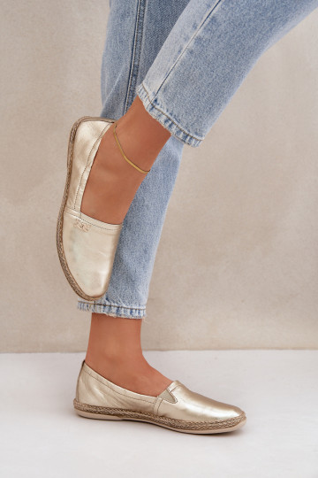 Estilo elegante Alpargatas de piel Femenino Zazoo 10177 color dorado
