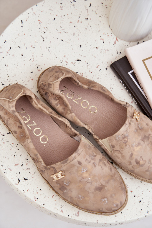 Estilo elegante Alpargatas de ante con flores Femenino Zazoo 10177 beige Estilo elegante Alpargatas de ante con flores Femenino Zazoo 10177 beige